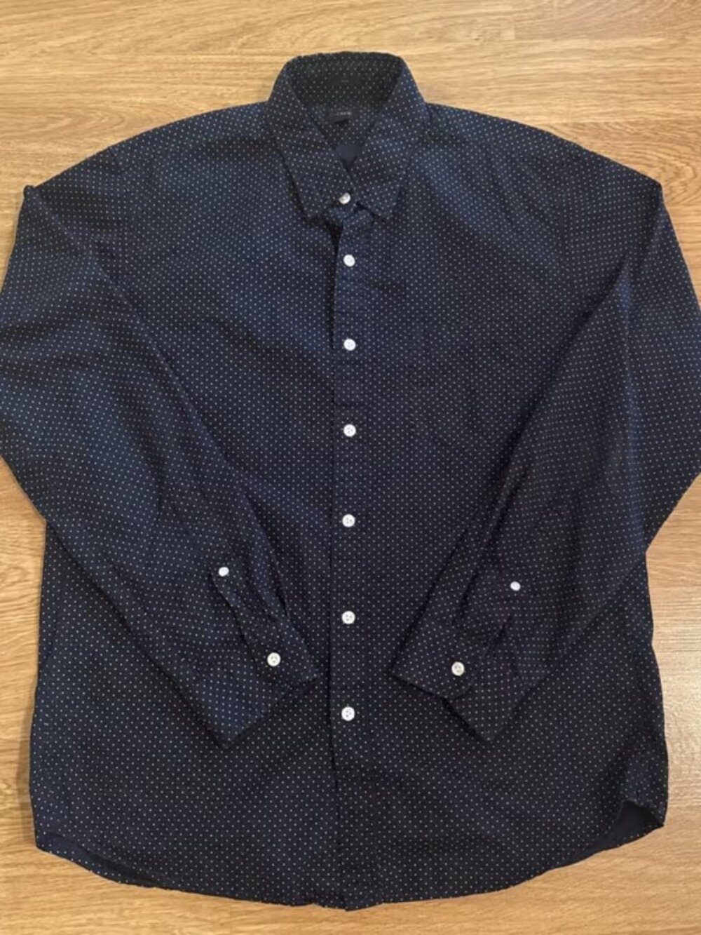 J Crew Shirt Men's Large Slim Blue Geometric Print Long Sleeve Preppy